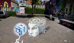 3D-kunstenaars werken in Leeuwarden aan een ode aan Escher